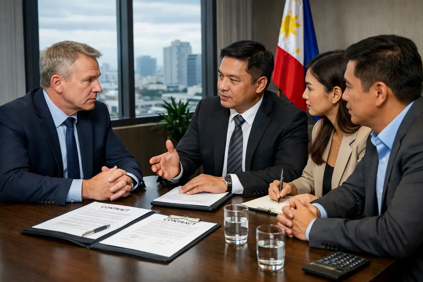 Foreign investor receiving strategic business advice in the Philippines meeting with local partners