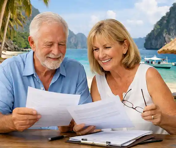 Foreign retirees exploring visa options in the Philippines by the beach