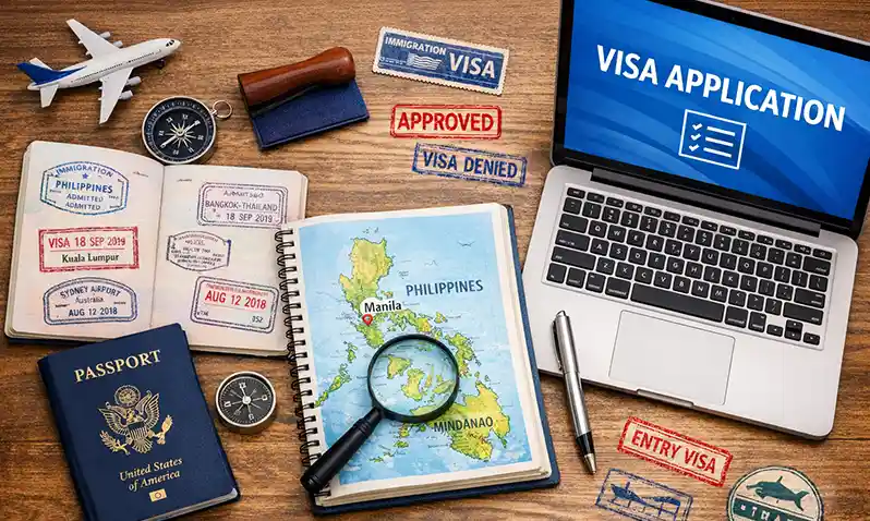 Philippines visa options for foreigners passport and application concept