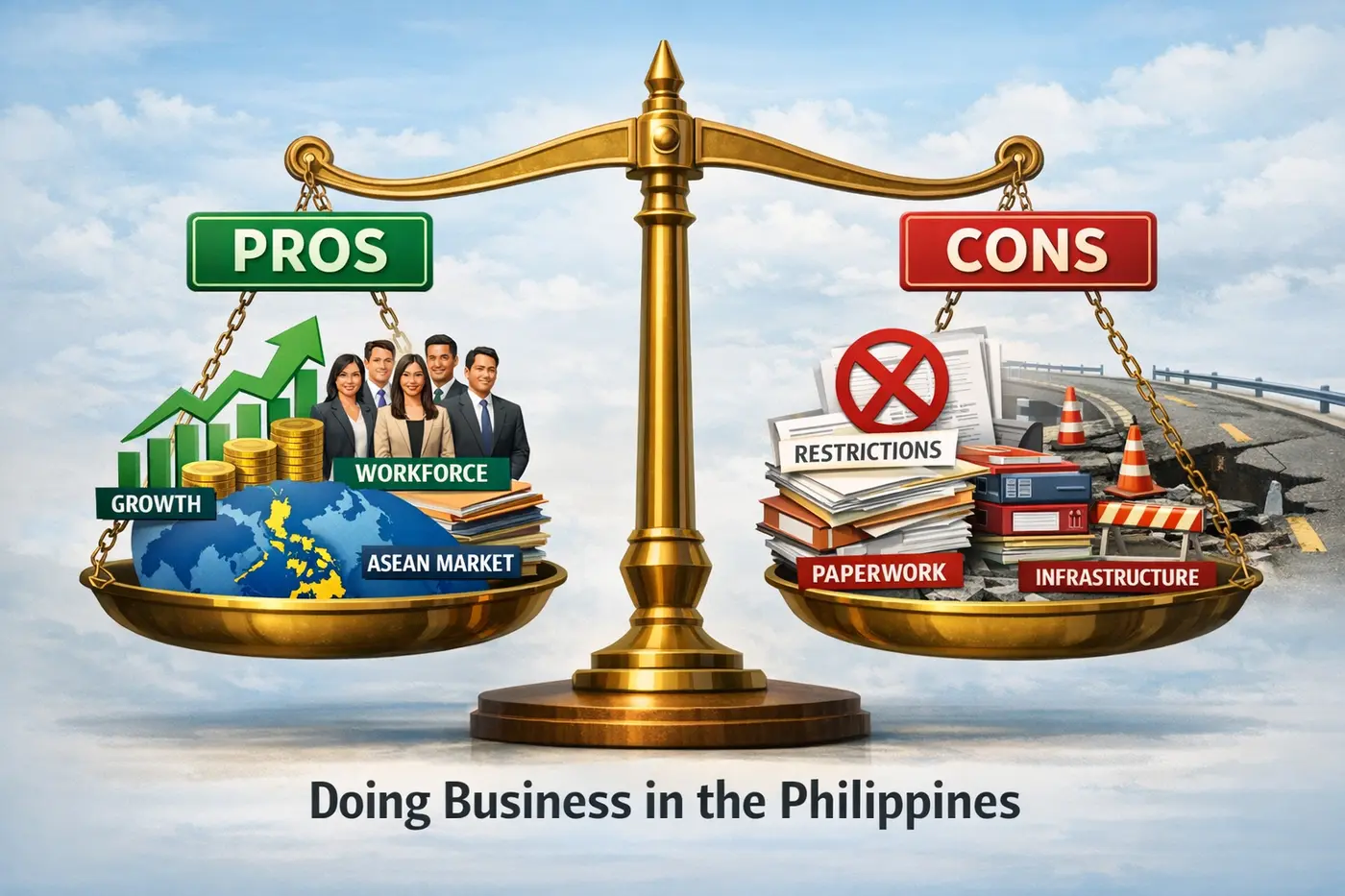 Pros and cons of doing business in the Philippines comparison scale
