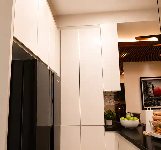 Kitchen cabinets with built-in bar